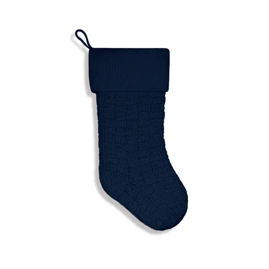 Chunky Checkered Knit Christmas Stockings Grey {7}