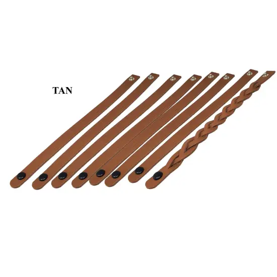 Mystery Braid Leather Bracelets Kit-8 Pack Leather Bracelets Braiding Ready in 4 colors-Camps, Schools Easy Craft Idea-Made in USA by Pitka Leather Tan {1}