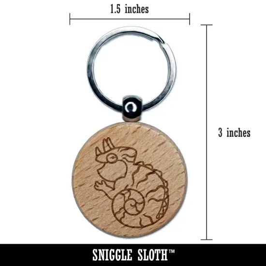 Fat Cute Jackson's Horned Chameleon Lizard Reptile Engraved Wood Round Keychain Tag Charm {2}