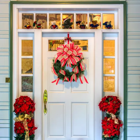 20" Evergreen Wreath - Lifelike Greenery with Christmas Bow, Perfect for Front Door, Wall & Mantel D&eacute;cor - Holiday & Winter Accent - 2024 Christmas Collection, Floral Home by Artificial Flowers {4}