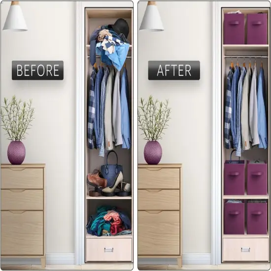 Sorbus Fabric Collapsible Cube Storage Bins Set (6 Pack) Purple {6}