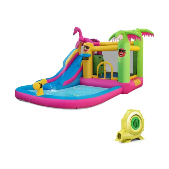 Inflatable Bounce Castle with Long Water Slide and 735W Blower {2}