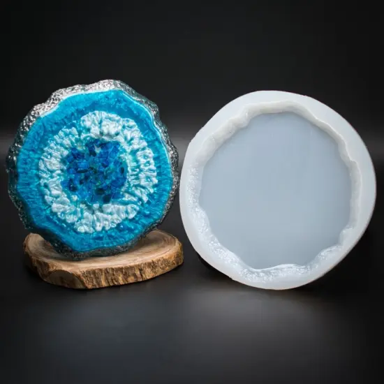 Handmade Round Silicone Coaster Mold with Live Rough Edge {1}