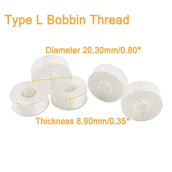 144 Pieces Type L (SA155) Size White Prewound Bobbin Thread Plastic Side for Particular Embroidery and Sewing Machines - 90 Weight Cottonized Soft Feel Polyester Sewing Thread {6}
