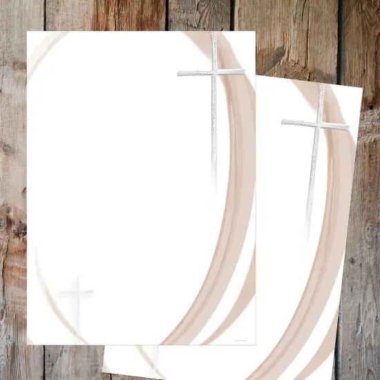 Great Papers! Swirls and Cross Religious Stationery Letterhead, Invitations and Announcements, Printer Friendly, 8.5"x11", 80 Pack {3}