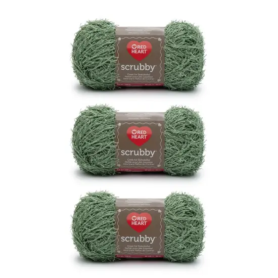 Red Heart Scrubby Green Tea Yarn - 3 Pack of 100g/3.5oz - Polyester - 4 Medium (Worsted) - 92 Yards - Knitting/Crochet {1}