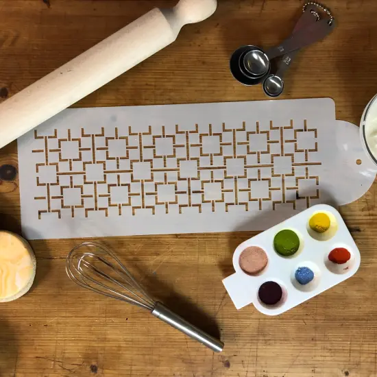 Contemporary Lattice Cake Stencil Side | C495 by Designer Stencils | Cake Decorating Tools | Baking Stencils for Royal Icing, Airbrush, Dusting Powder | Reusable Plastic Food Grade Stencil for Cakes | Easy to Use & Clean Cake Stencil {4}