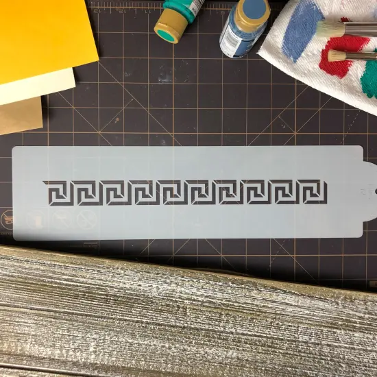 Greek Key Cake Stencil Side | C481 by Designer Stencils | Cake Decorating Tools | Baking Stencils for Royal Icing, Airbrush, Dusting Powder | Reusable Plastic Food Grade Stencil for Cakes | Easy to Use & Clean Cake Stencil {4}