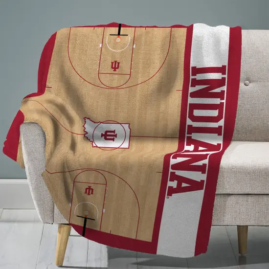 Sleep Squad Indiana Hoosiers Basketball Court 60&rdquo; x 80&rdquo; Raschel Throw Blanket {1}