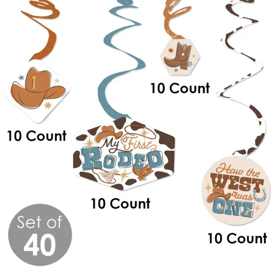 Big Dot of Happiness My First Rodeo - Little Cowboy 1st Birthday Party Hanging Decor - Party Decoration Swirls - Set of 40 {5}