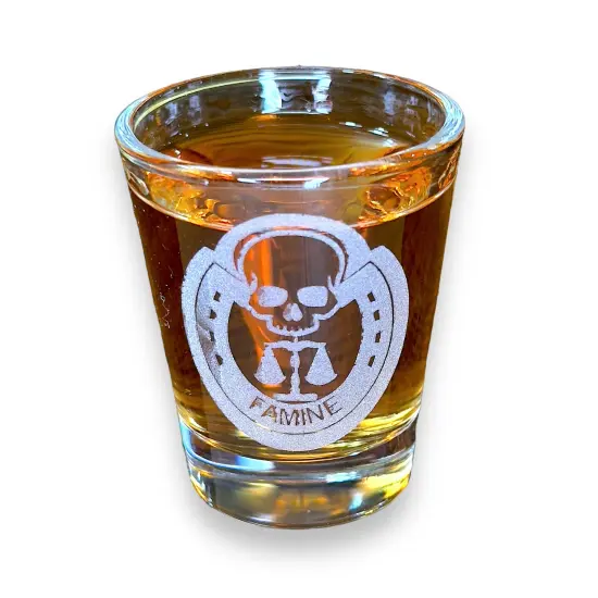 2oz Four Horsemen FAMINE Shot Glass {1}