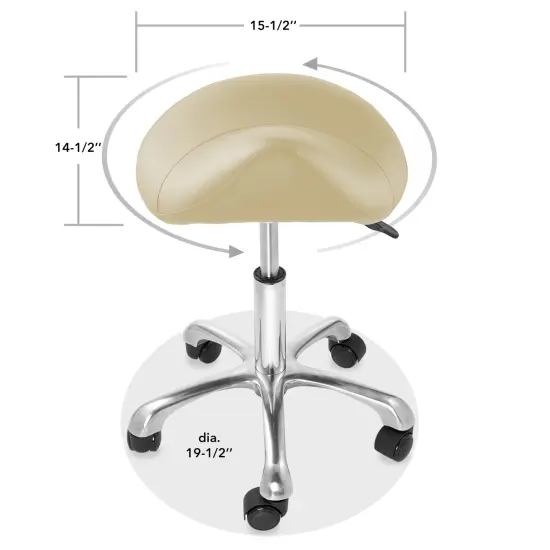 Saloniture Professional Ergonomic Saddle Stool - Adjustable Hydraulic Seat, Rolling Spa Salon, Massage, and Medical Office Chair with Swivel Wheels {6}