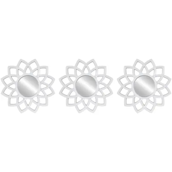 Northlight Set of 3 Arched Floral Matte White Wall Mirrors 9.5" {1}