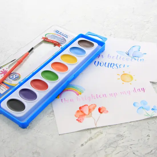 BAZIC Semi Moist Watercolor w/ Brush 8 Ct. {2}
