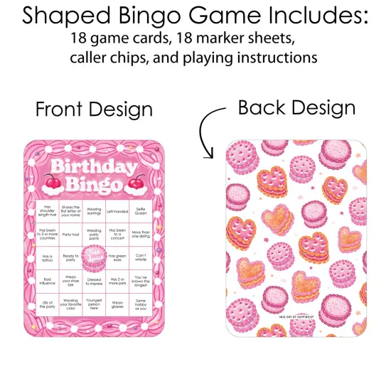 Big Dot of Happiness Hot Girl Bday - Find the Guest Bingo Cards and Markers - Vintage Cake Birthday Party Shaped Bingo Game - Set of 18 {4}