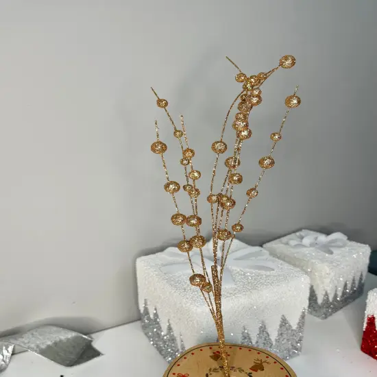 Glittered Floral Stem/ Pick Spray Set of 3 Gold {3}