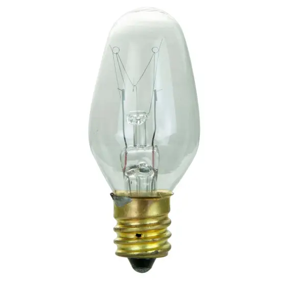 25Pk - Sunlite 10w C7 120v E12 Candelabra Base Clear Incandescent Salt Bulb Warm White {2}