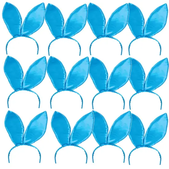 Set Of 12 9.5" Blue Satin Easter Bunny Rabbit Costume Ears Costume Accessories {1}