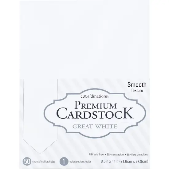 Core'dinations Value Pack Smooth Cardstock 8.5"X11" 50/Pkg-Great White {1}