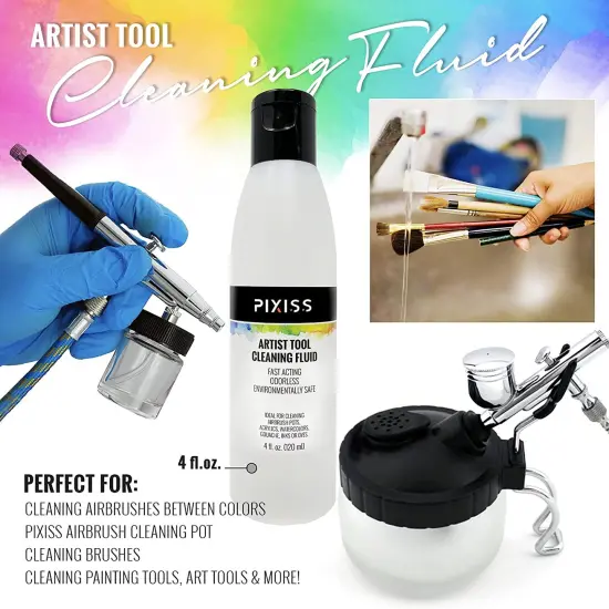 Pixiss Airbrush Cleaning Kit, Brush Cleaner Solution and Airbrush Cleaning Pot {6}