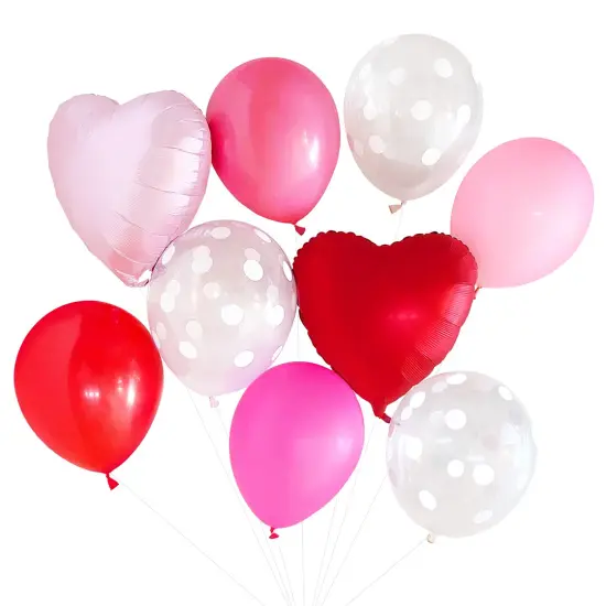 Balloon Bouquet - Pink & Red with Hearts (Valentine's) {1}
