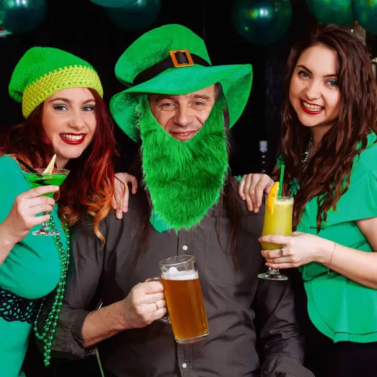 Irish Hat and Beard - Green Leprechaun Top Hat and Beard St Patricks Day Costume Accessories {4}