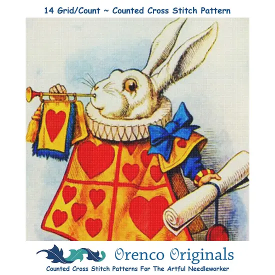 Tenniel's The White Rabbit Square Detail from Alice's Adventures in Wonderland Counted Cross Stitch Pattern {1}