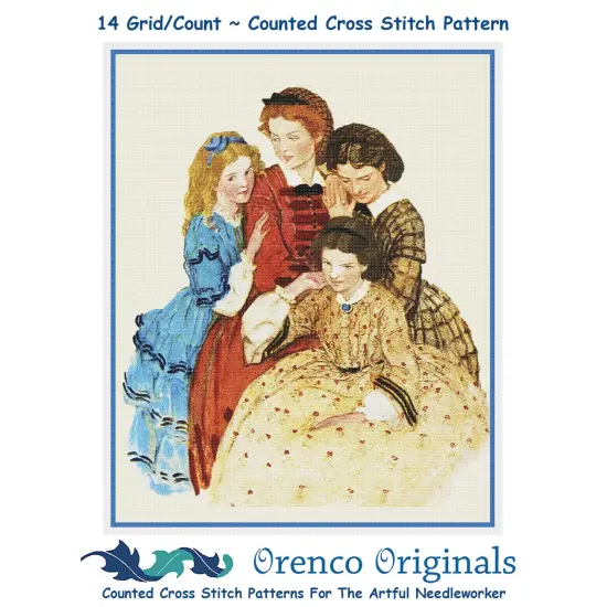 Alcott Little Women Sisters by Jessie Willcox Smith Counted Cross Stitch Pattern {1}