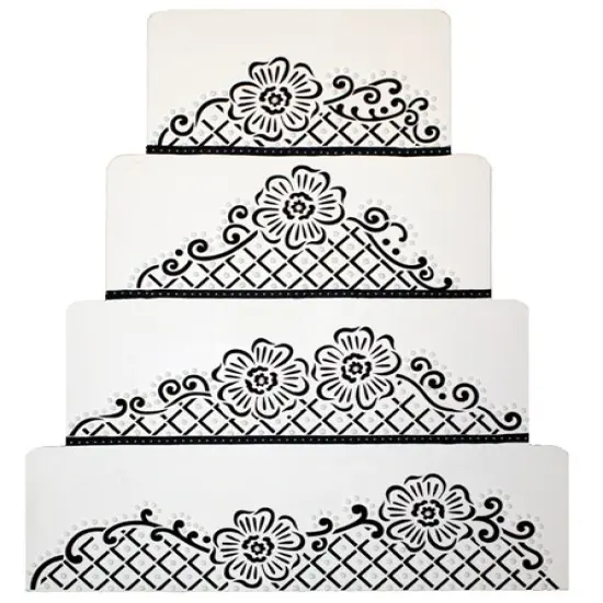 Floral Lace Netting Cake Stencil Tier #3 | C903 by Designer Stencils | Stencils for Royal Icing, Airbrush, Dusting Powder | {2}