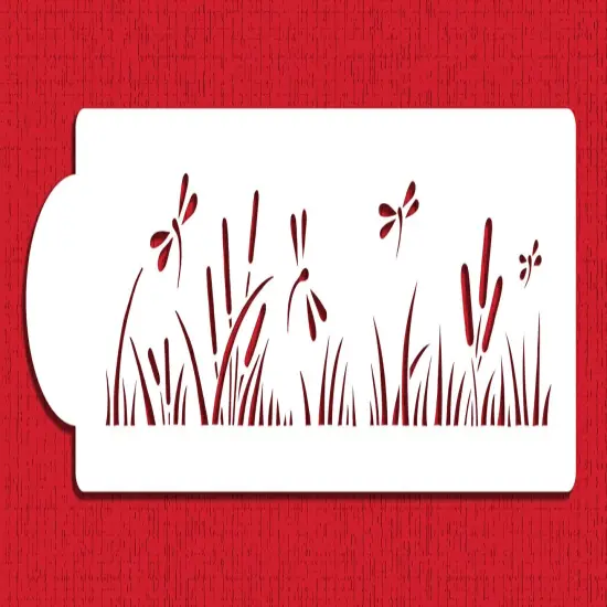 Dragonfly Dreams Cake Stencil Side | C939 by Designer Stencils | Cake Decorating Tools | Baking Stencils for Royal Icing, Airbrush, Dusting Powder | Reusable Plastic Food Grade Stencil for Cakes | Easy to Use & Clean Cake Stencil {1}