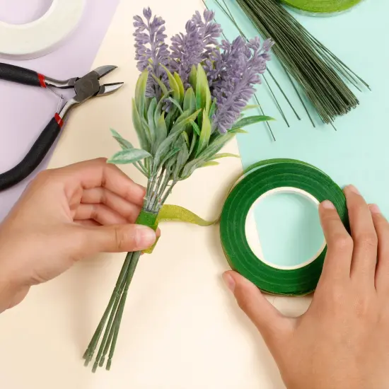 Incraftables White & Green Floral Tape (4pcs), Stem Wire (100pcs), Flower Wire (30m) & Cutter. Light & Dark Green Flower Tapes for Bouquets. DIY Flower Arrangements & Boutonniere Supplies Kit {2}