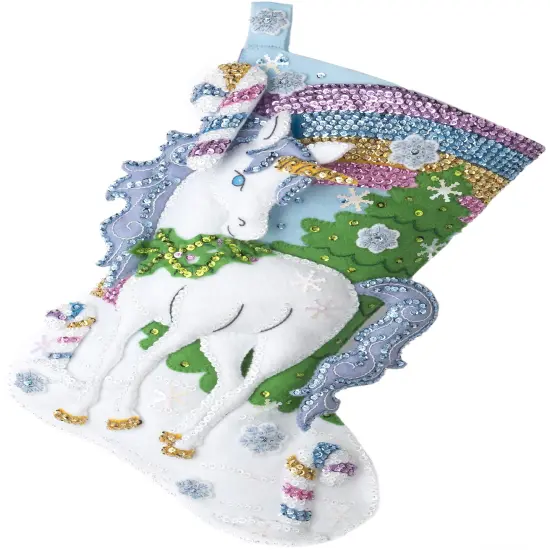 Bucilla Felt Stocking Applique Kit 18" Long-Santa's Unicorn {1}