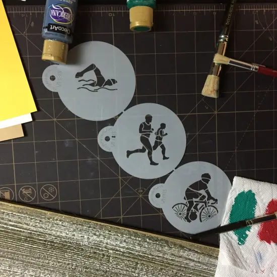 Triathlon Cookie Stencil Set | C873 by Designer Stencils | Stencils for Royal Icing, Airbrush, Dusting Powder | {2}