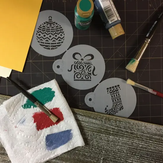 Modern Christmas Cookie Stencil Set | C954 by Designer Stencils | Cookie Decorating Tools | Baking Stencils for Royal Icing, Airbrush, Dusting Powder | Reusable Plastic Food Grade Stencil for Cookies | Easy to Use & Clean Cookie Stencil {3}