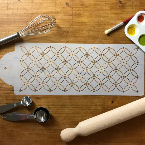 Deco Interlocking Circles - 3 Rows Cake Stencil | C885 by Designer Stencils | Stencils for Royal Icing, Airbrush, Dusting Powder | {2}