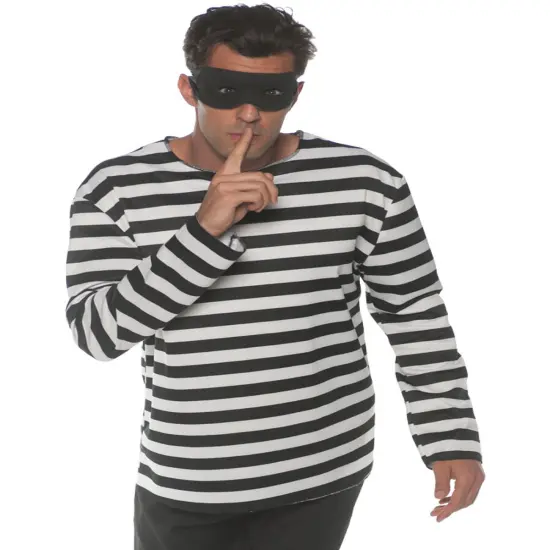 Men's Classic Striped Pirate Or Thief Costume Shirt {1}