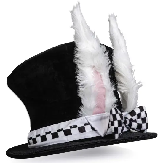 White Rabbit Top Hat - Bunny Rabbits Dress Up Costume Hat with Ears for Adults and Children {5}