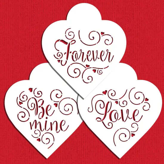 Love, Be Mine, Forever Hearts Cookie Stencil Set | Baking Stencils for Royal Icing, Airbrush, Dusting Powder | {5}