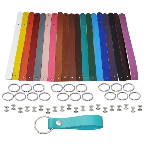Blank Leather Keyrings 12 Pack &ndash; Pre-Cut Blanks with Hardware for Hot, Foil Stamping & Engraving Ultra blue {3}