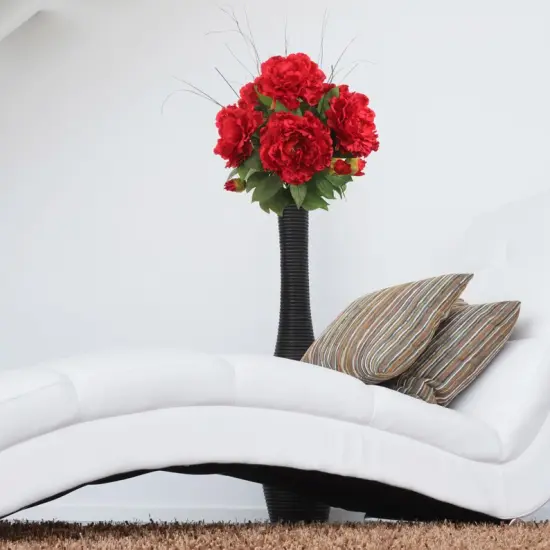 30" Vibrant Red Silk Peony Stem - Artificial Flower for Weddings and Decor {2}