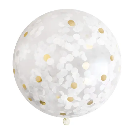 Jumbo Confetti Balloon - White & Gold {1}