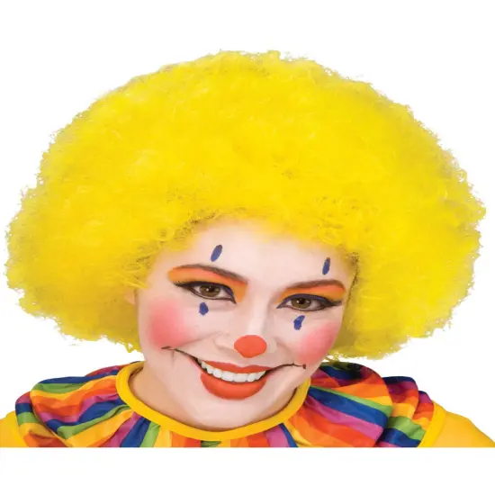 New Mens Womens Child Costume Yellow Afro Clown Wigs {1}