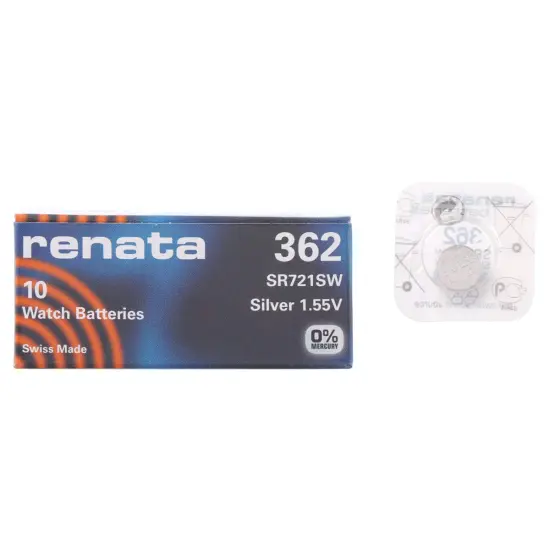 Renata Strip of 10 Genuine Fresh 362 SR721SW Swiss Made Silver 1.55v Batteries {2}