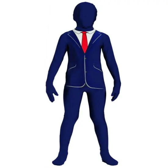 Child Blue Full Body Jumpsuit I'm Invisible Business Suit Costume {1}