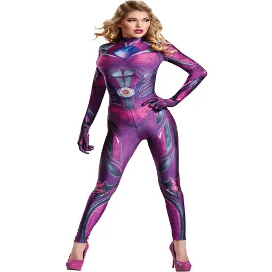Adult's Womens Power Rangers Movie Pink Ranger Kimberly Bodysuit Costume {1}