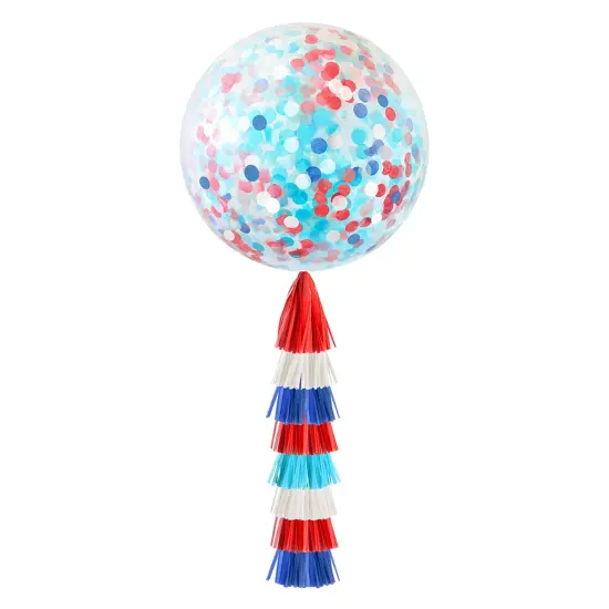 Jumbo Confetti Balloon & Tassel Tail - Red, White & Blue {1}