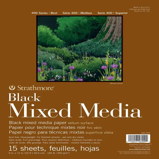 Strathmore 400 Series Mixed Media Pad - Black 9"X12"-15 Sheets {1}