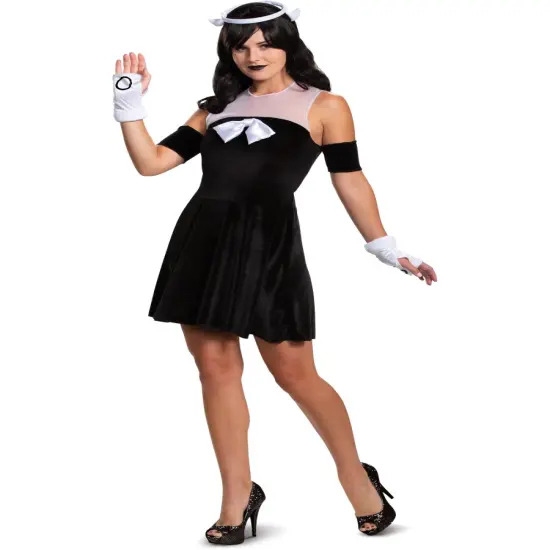 Adult's Womens Classic Bendy And The Ink Machine Alice Angel Costume {1}