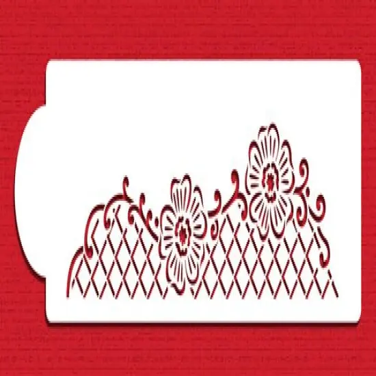 Floral Lace Netting Cake Stencil Tier #4 | C904 by Designer Stencils | Cake Decorating Tools | Baking Stencils for Royal Icing, Airbrush, Dusting Powder | Reusable Plastic Food Grade Stencil for Cakes | Easy to Use & Clean Cake Stencil {3}