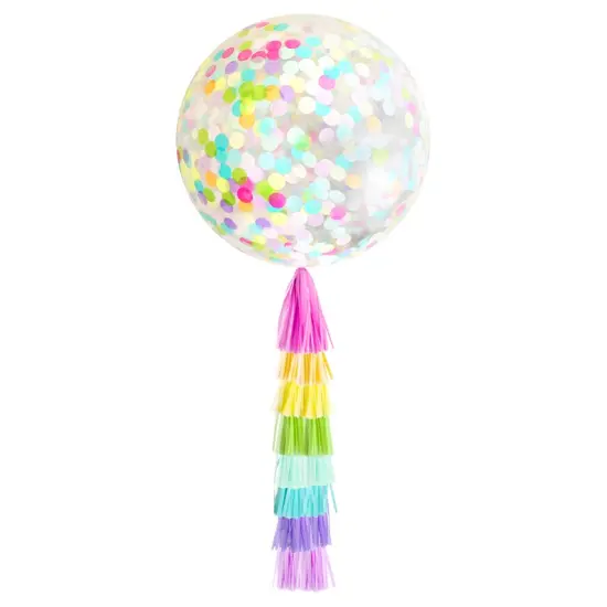 Jumbo Confetti Balloon & Tassel Tail - Rainbow {1}